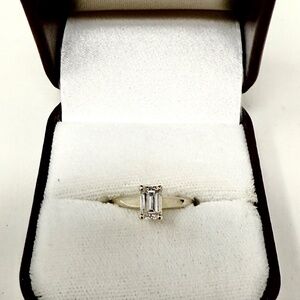 Half Carat Emerald Cut Natural Diamond Engagement 14 k Gold Ring